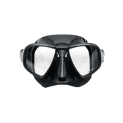 Front view of the Aqualung Micro X Mask showcasing its dual-lens, low-profile design