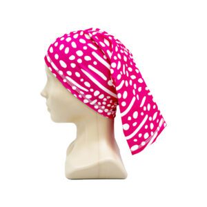 Close-up of DEEP Dive Buff – Whale Shark Pink showing its vibrant ocean-inspired pattern and soft Lycra fabric.