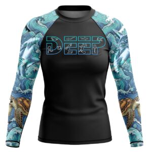 DEEP Ocean rashguard front design made from Lycra with UV protection
