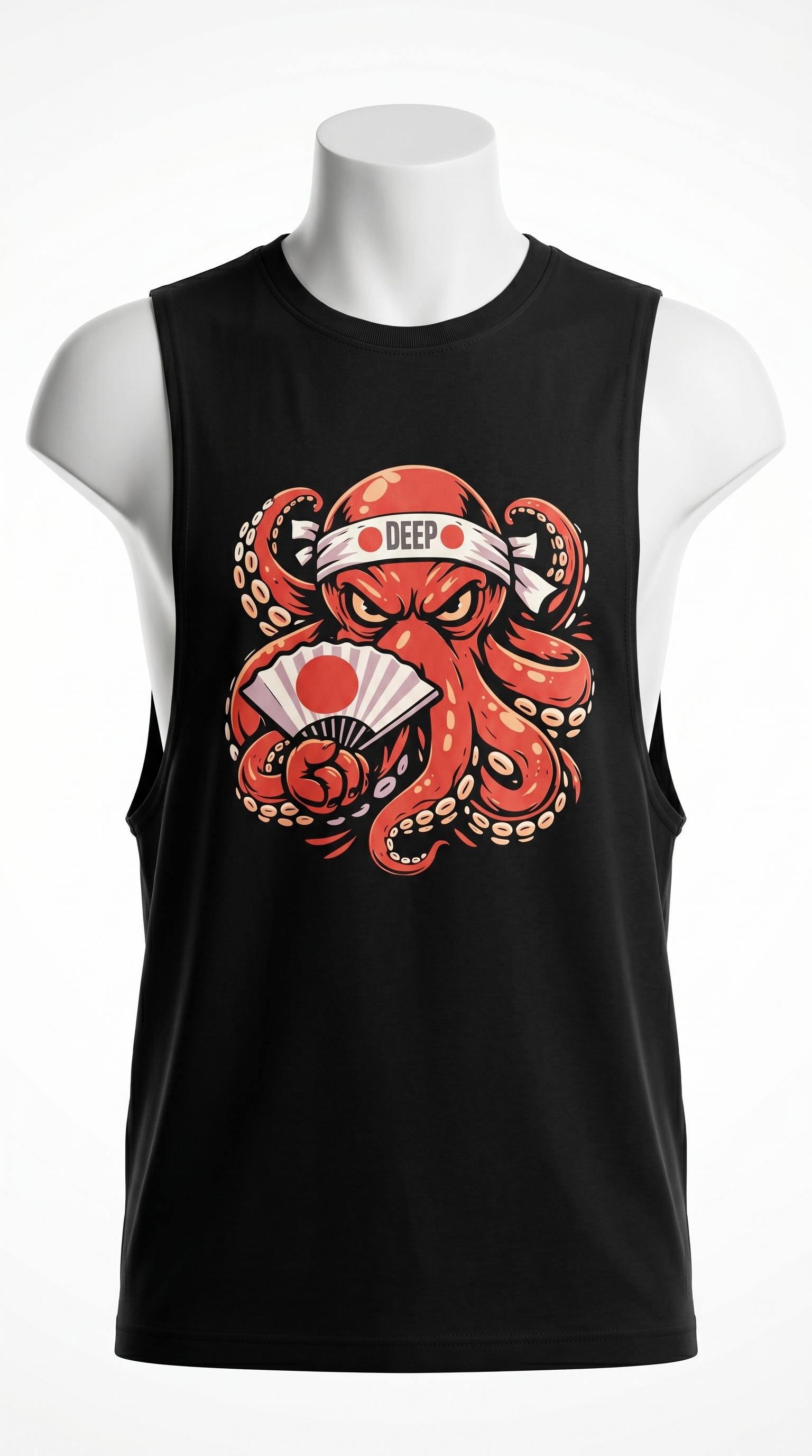 DEEP Ocean Tank Top for Men – Octopus Design in Black