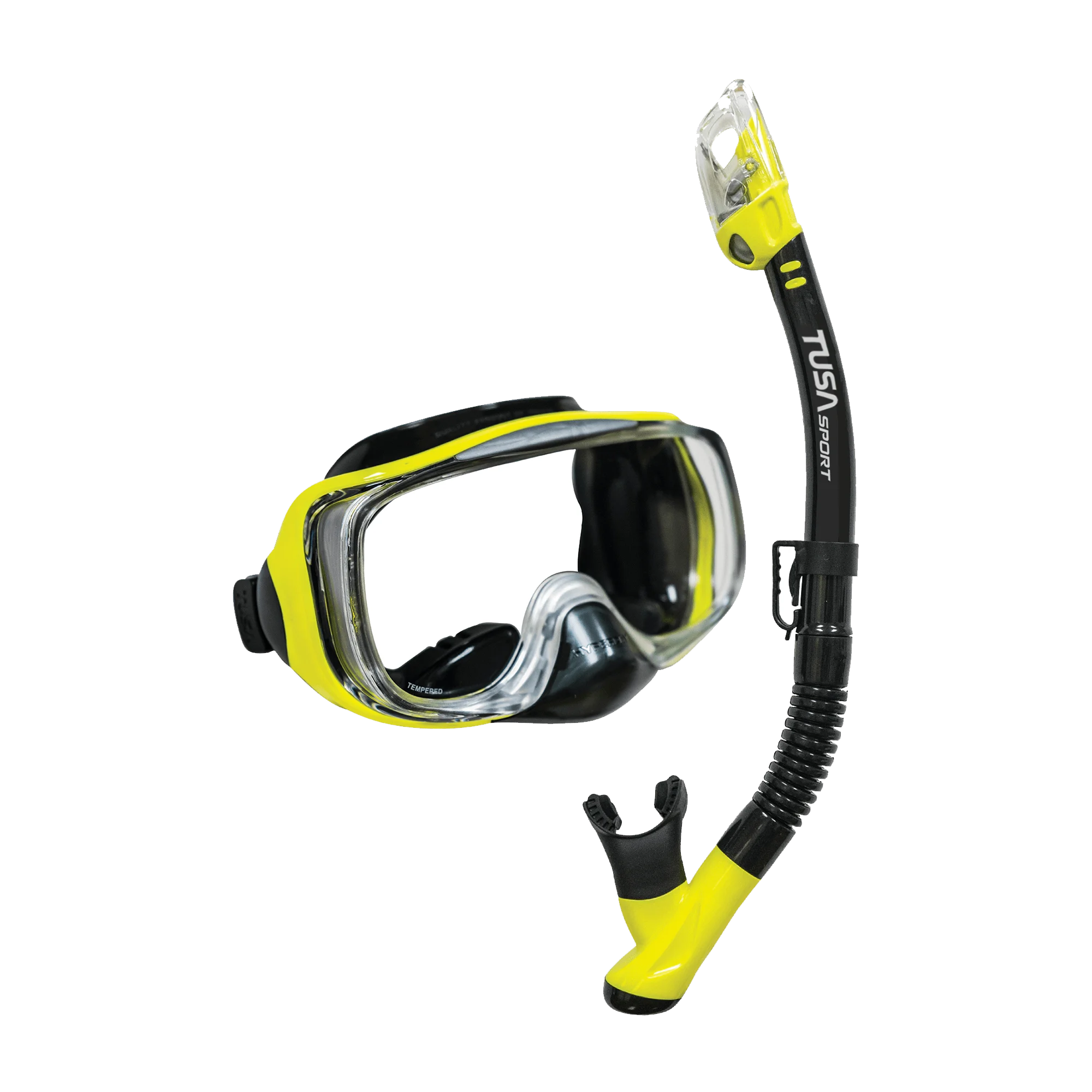 UM-33 snorkeling mask with side windows, ClearVu tempered glass lens, and silicone skirt.