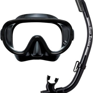TUSA snorkel with Hyper-Dry splash guard, purge valve, and silicone mouthpiece.