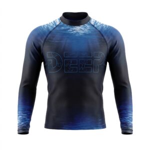 DEEP rashguard front design made from Lycra with UV protection